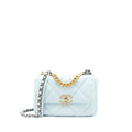 CHANEL SMALL 19 BAG LAMBSKIN LIGHT BLUE MULTICOLOUR HARDWARE (MICROCHIP)