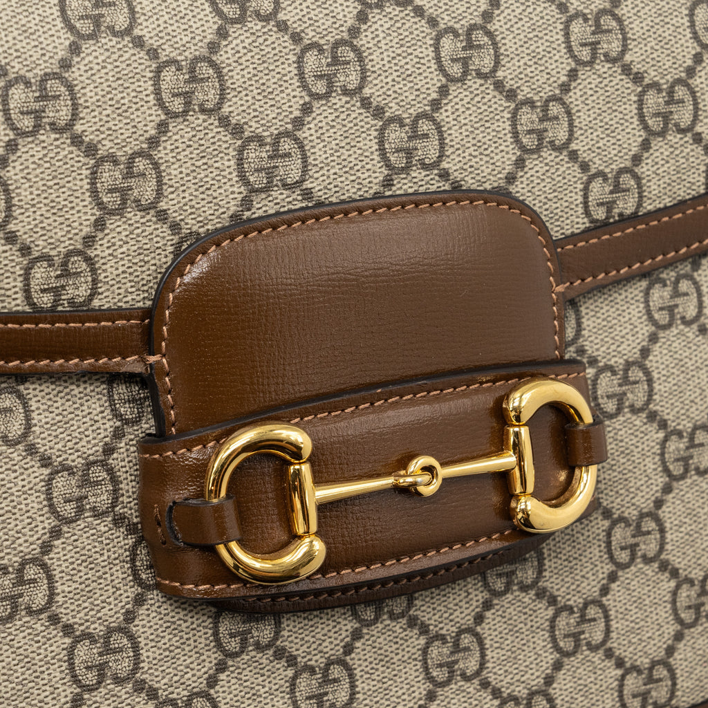 GUCCI HORSEBIT 1955 SHOULDER BAG GG SUPREME CANVAS / LEATHER BROWN GHW