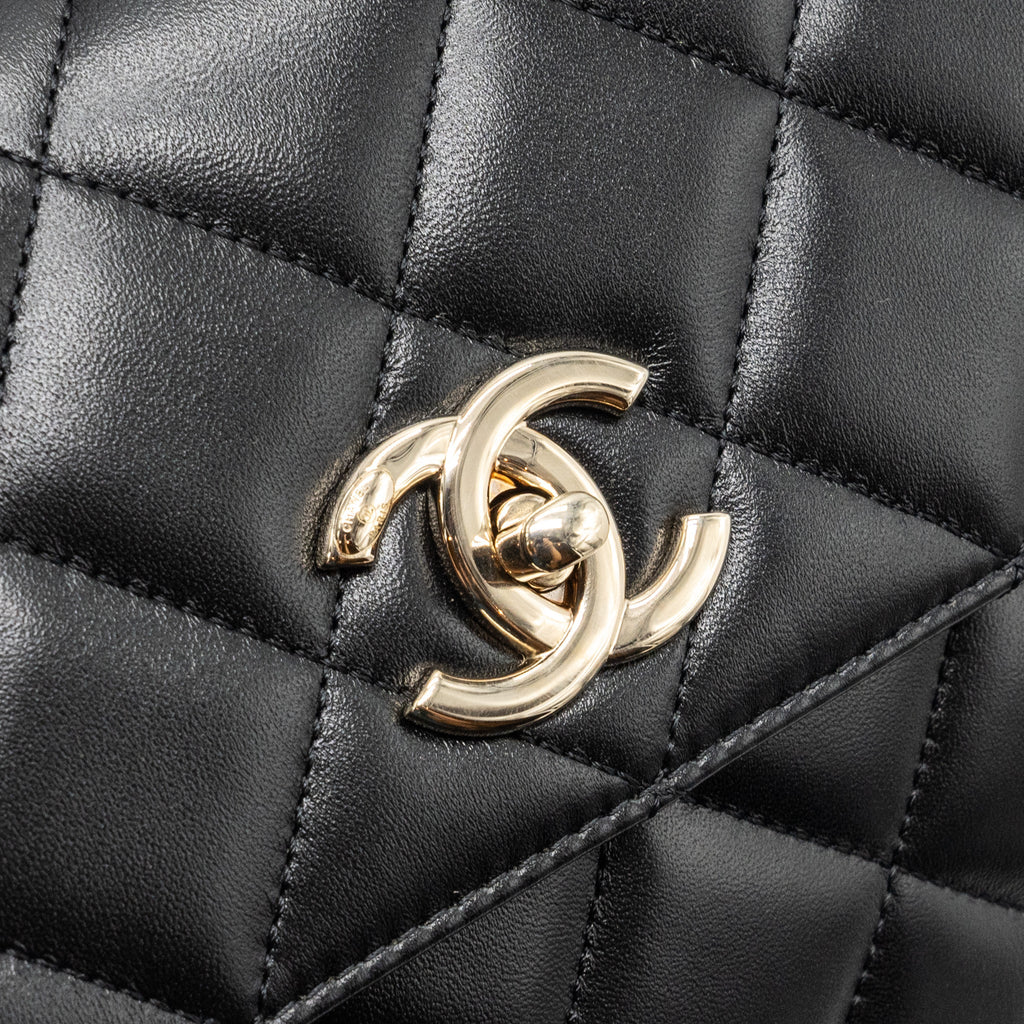 CHANEL TRENDY CC FLAP BAG WITH TOP HANDLE LAMBSKIN BLACK LGHW (MICROCHIP)
