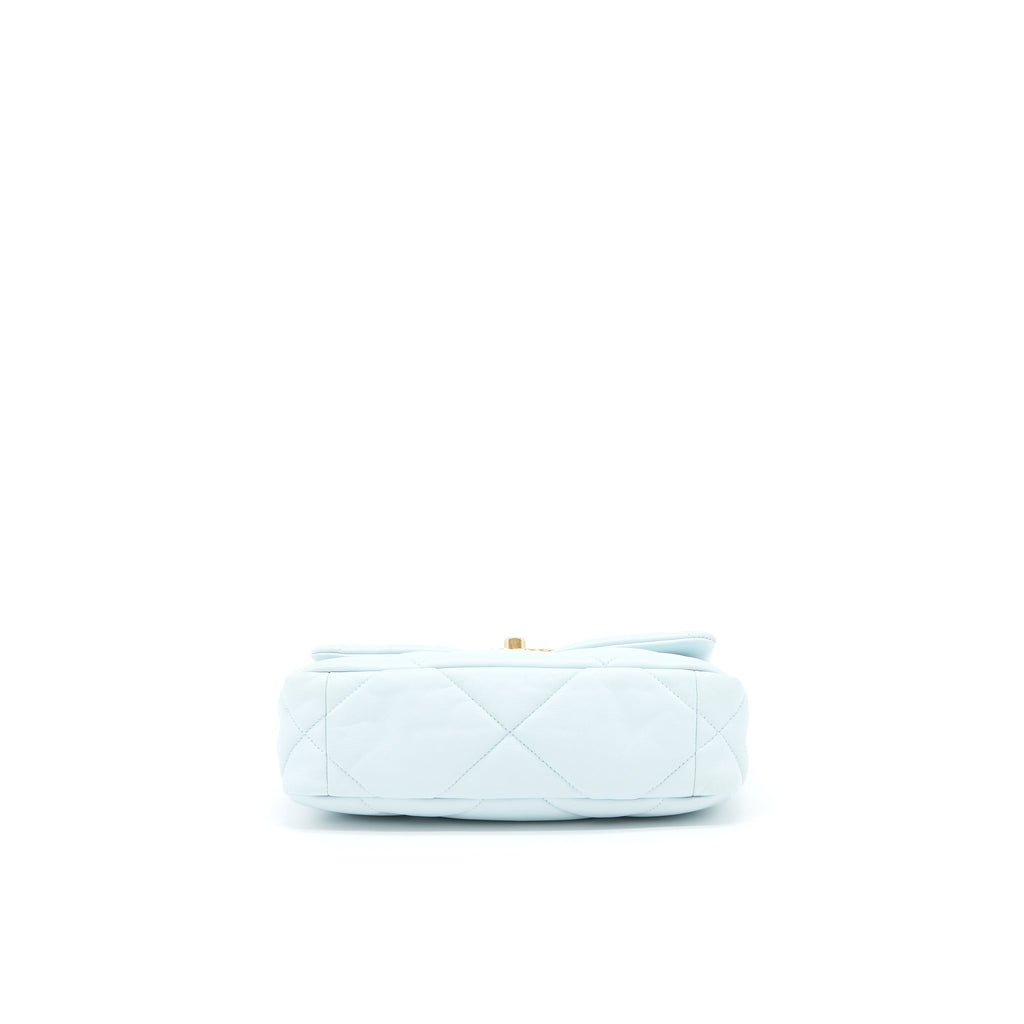CHANEL SMALL 19 BAG LAMBSKIN LIGHT BLUE MULTICOLOUR HARDWARE (MICROCHIP)