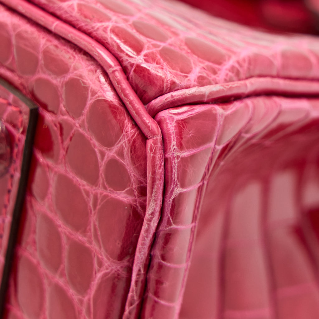 HERMES BIRKIN 30 SHINY CROCODILE ROSE EXTREME SHW