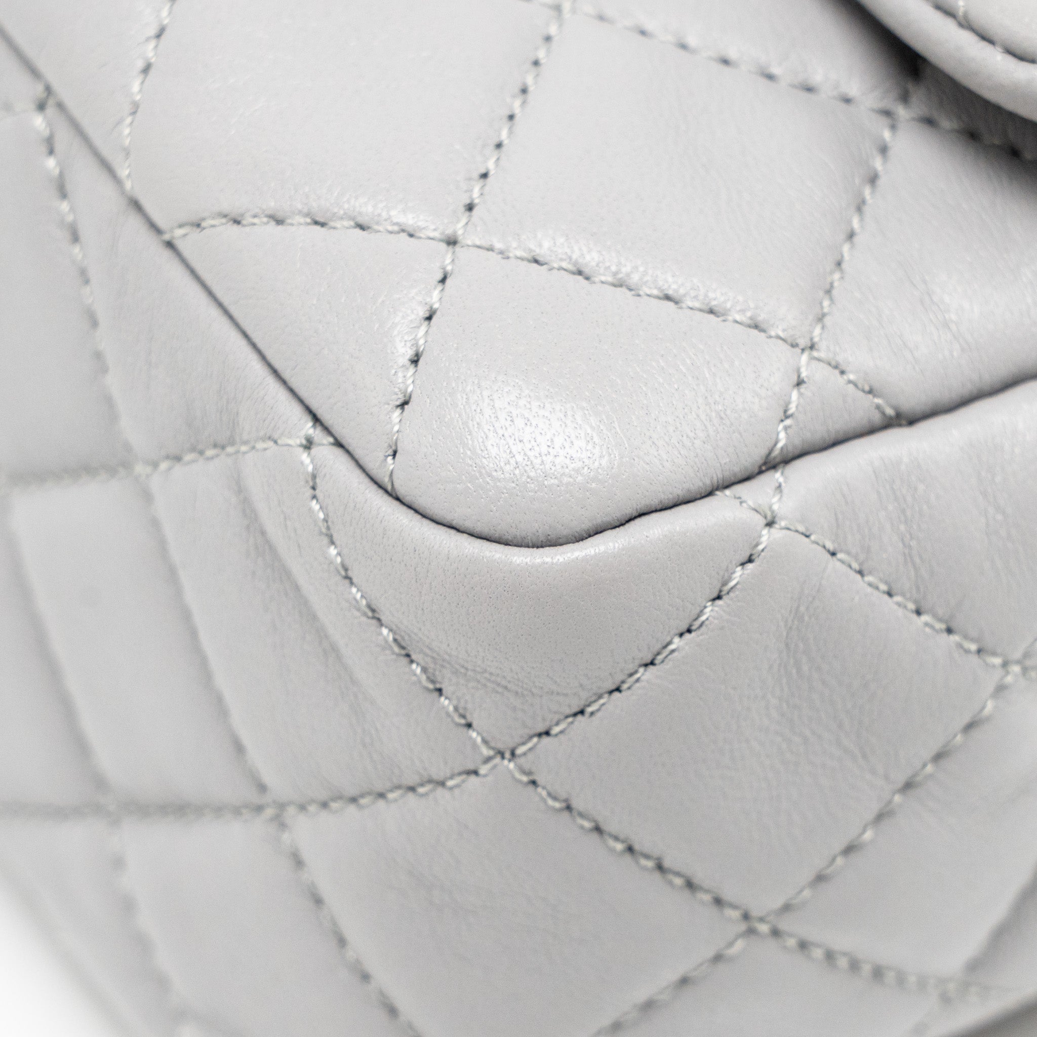 CHANEL PEARL CRUSH MINI SQUARE FLAP BAG LAMBSKIN GREY GHW (MICROCHIP)