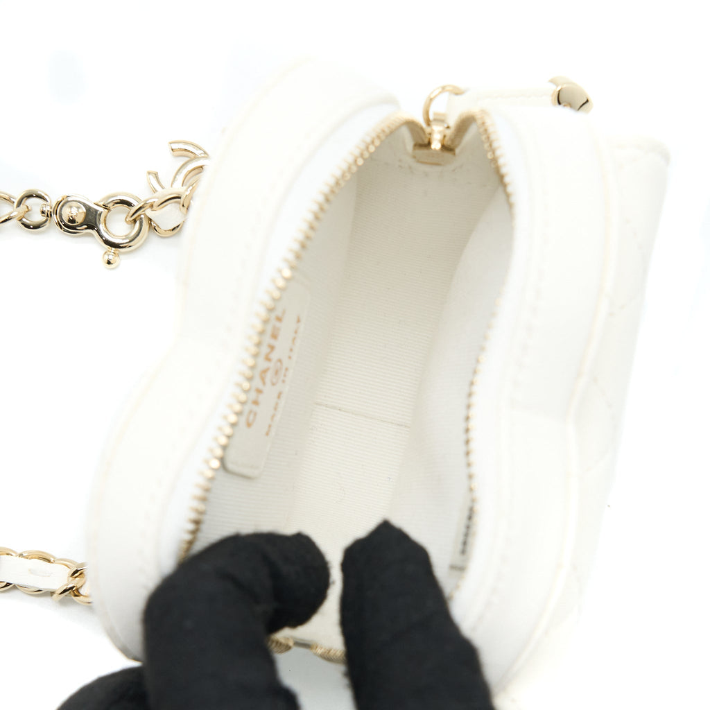 CHANEL HEART BELT BAG LAMBSKIN WHITE LGHW