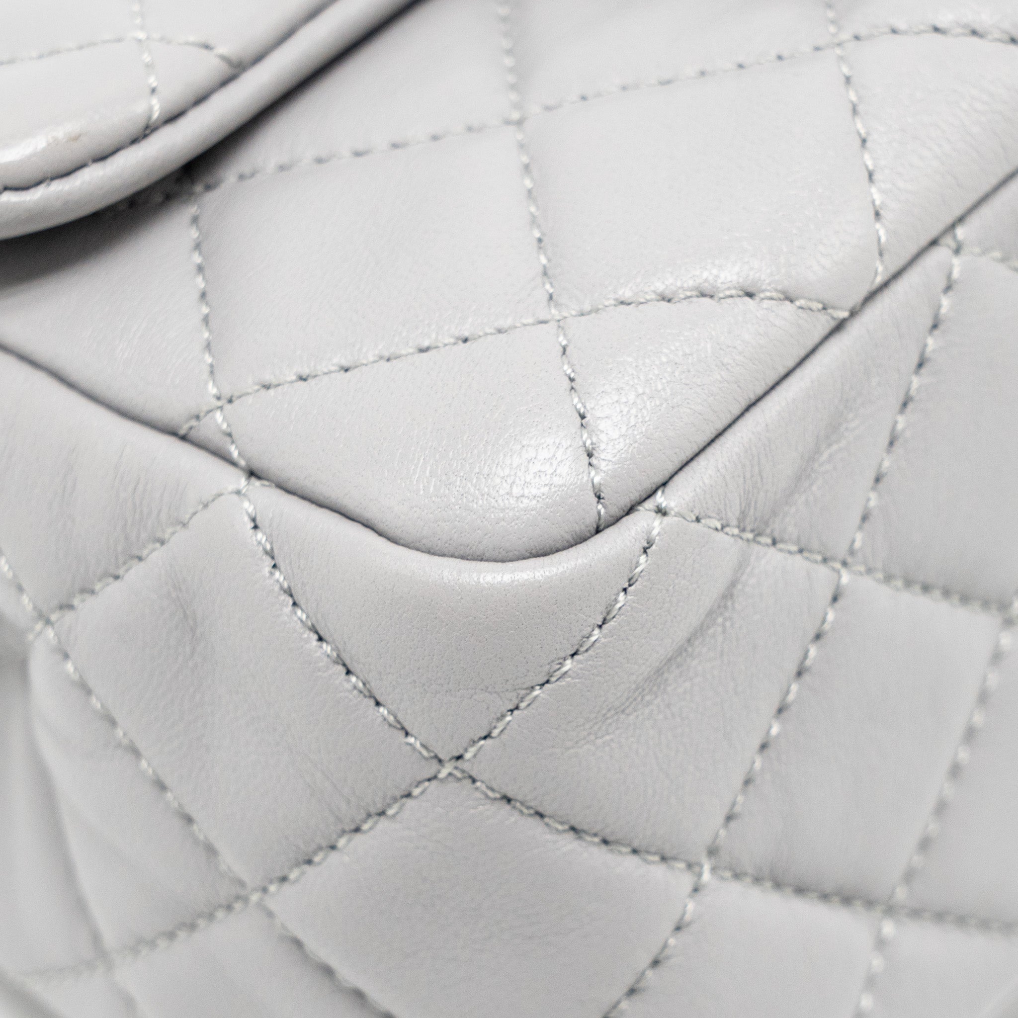 CHANEL PEARL CRUSH MINI SQUARE FLAP BAG LAMBSKIN GREY GHW (MICROCHIP)