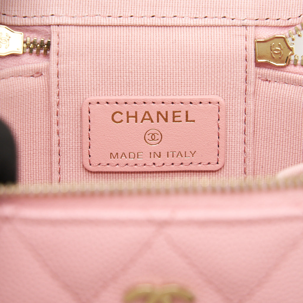 CHANEL 22C MINI VANITY WITH CHAIN CAVIAR PINK LGHW