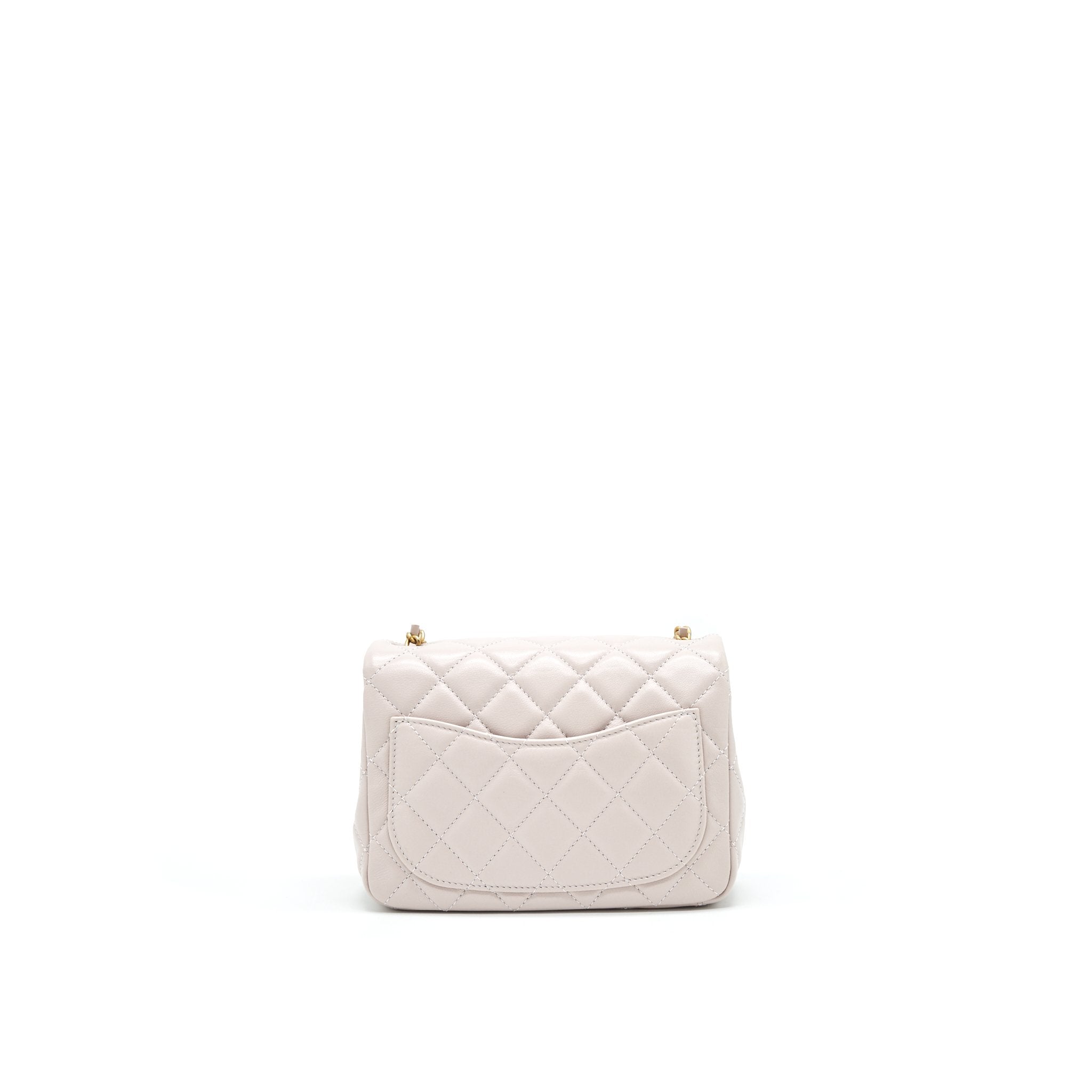 CHANEL 21B LILAC/ LIGHT PURPLE MINI PEARL CRUSH SQUARE FLAP BAG