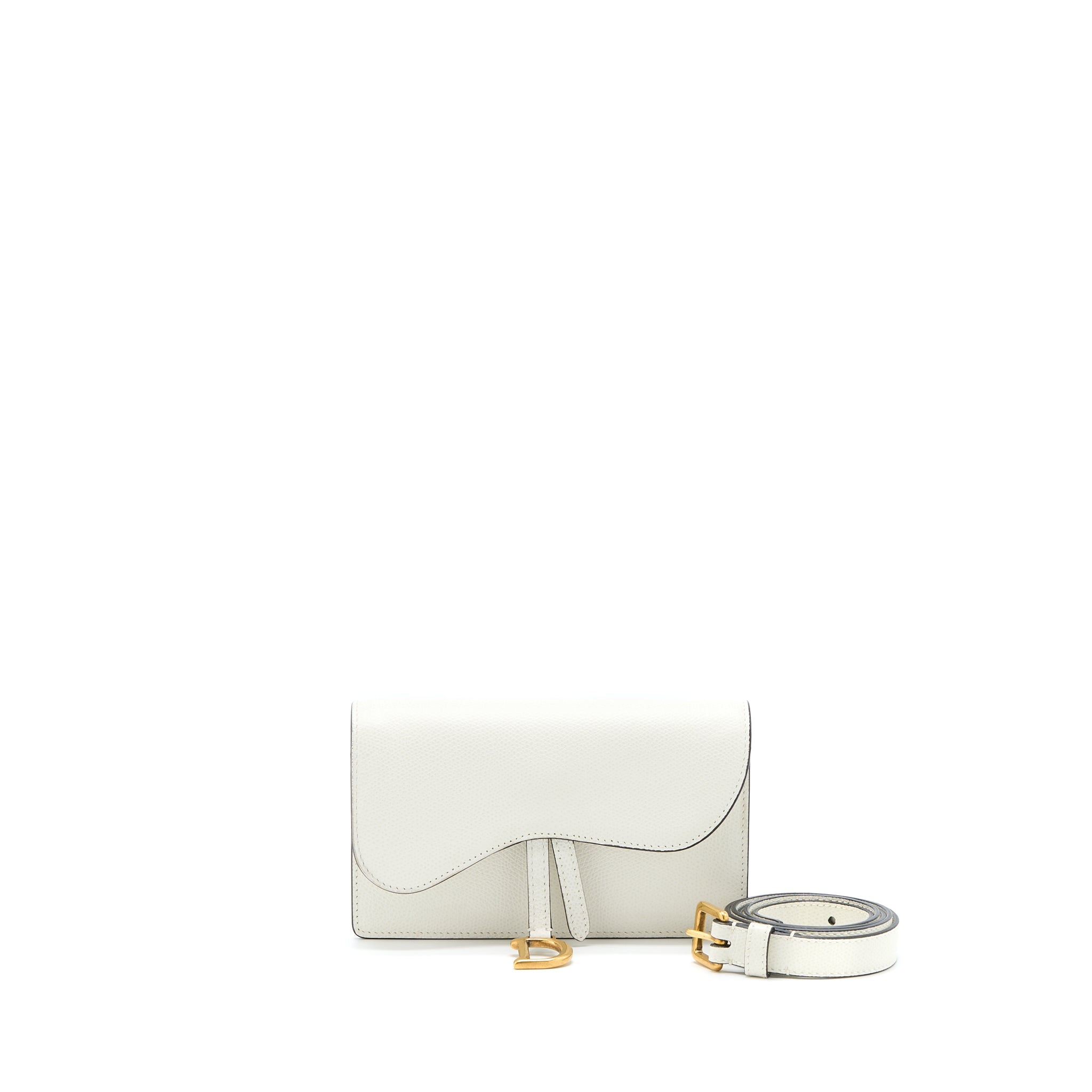 DIOR SADDLE BELT POUCH CALFSKIN WHITE GHW