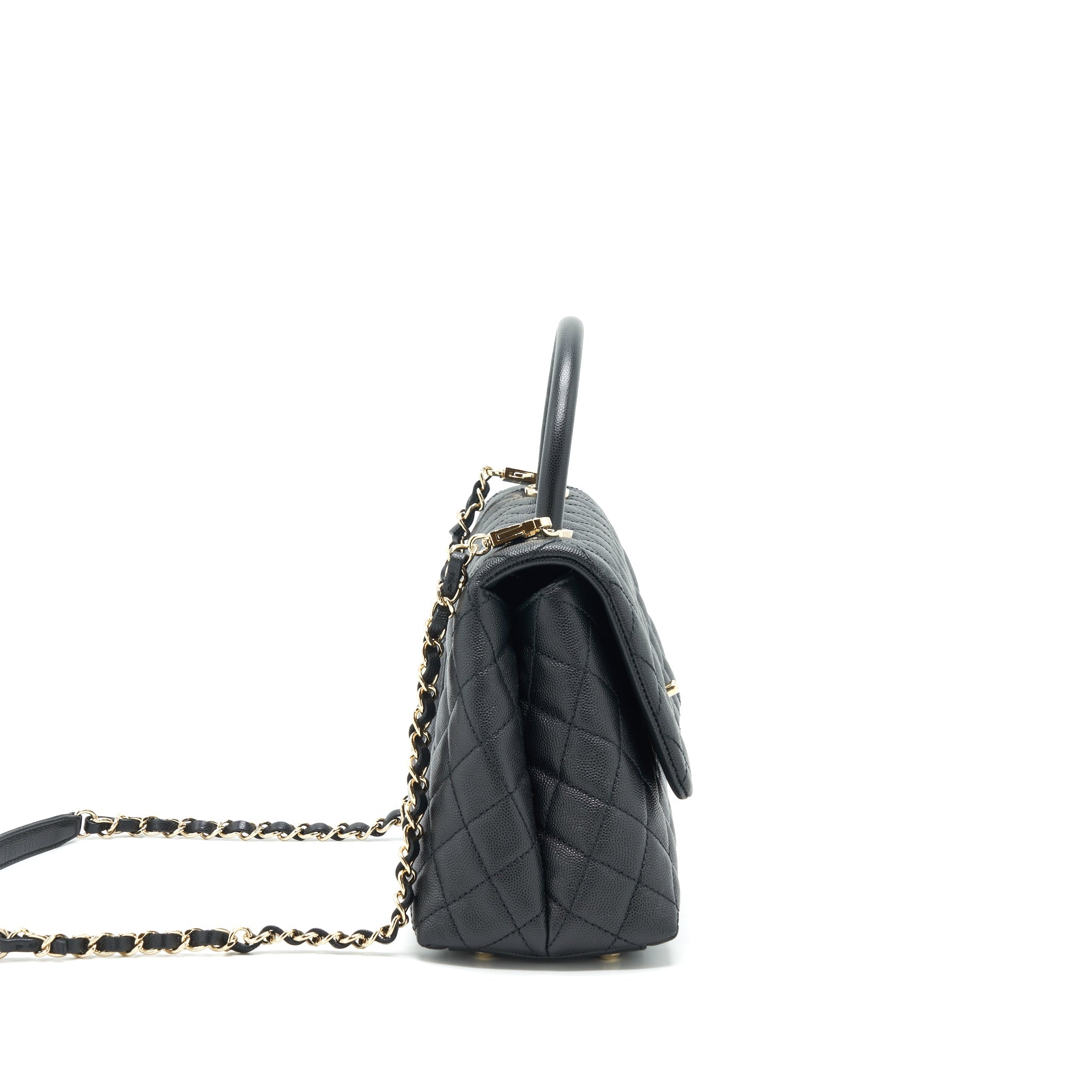 CHANEL MEDIUM COCO HANDLE 28CM CAVIAR BLACK LGHW