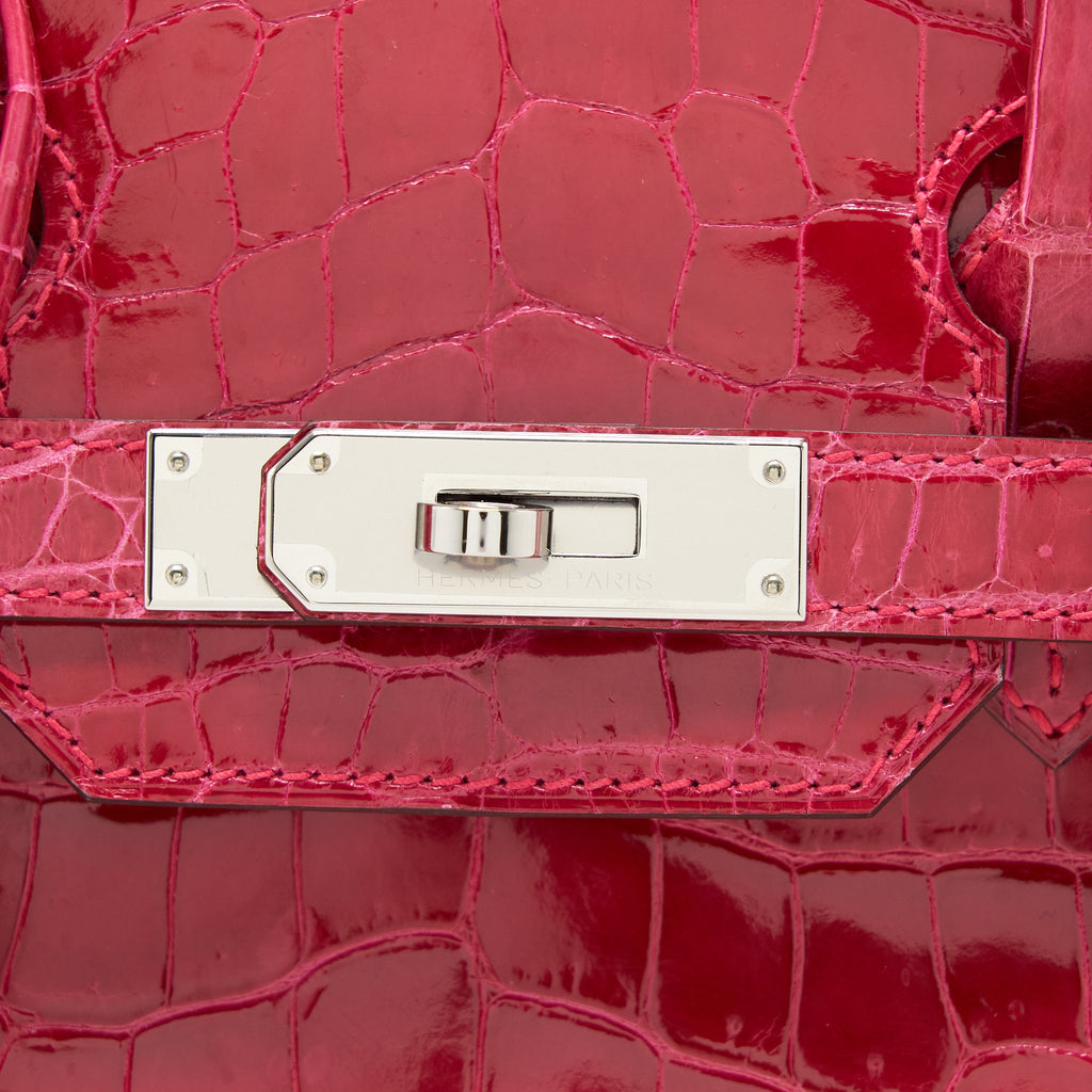 HERMES BIRKIN 30 SHINY CROCODILE ROSE EXTREME SHW