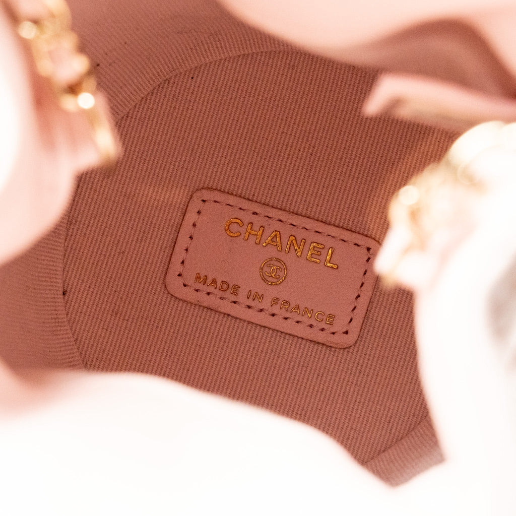 CHANEL MINI DRAWSTRING BUCKET BAG LAMBSKIN PINK LGHW