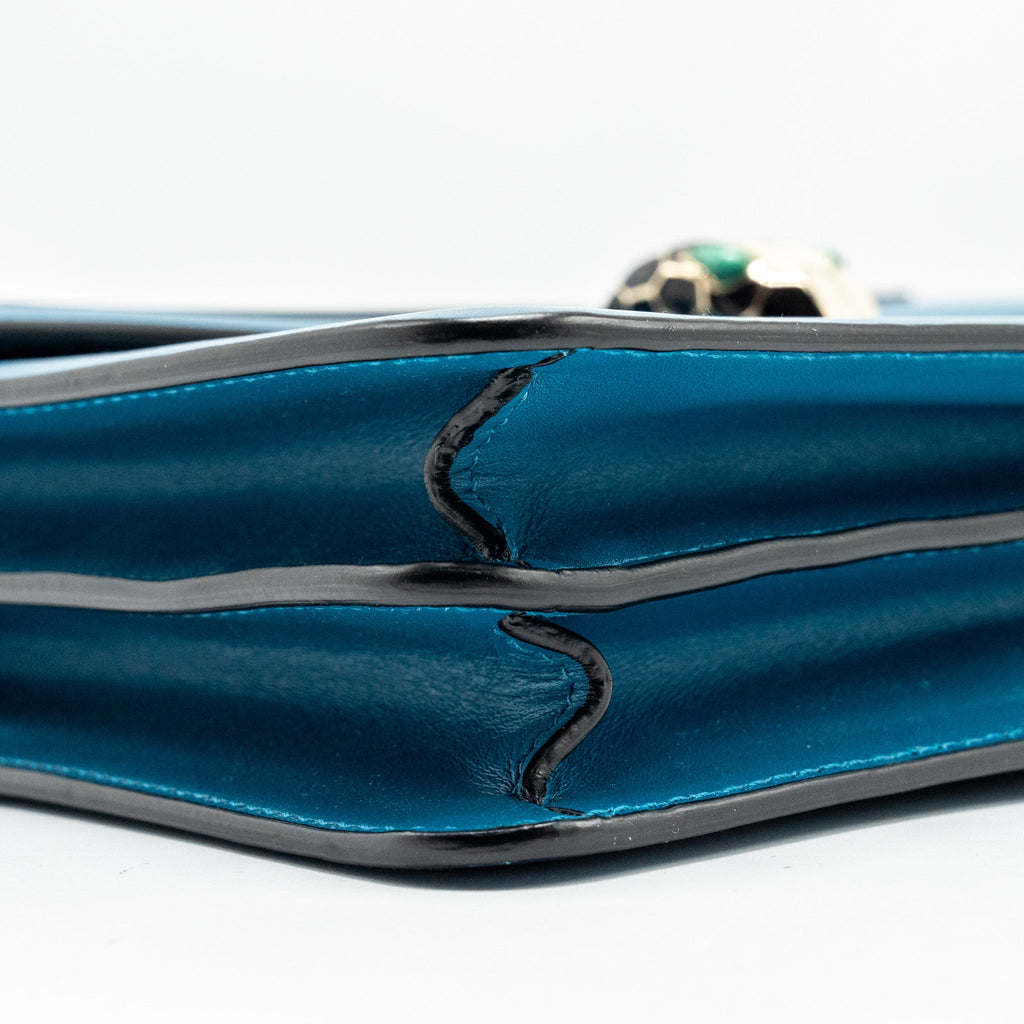 BVLGARI SERPENTI FOREVER FLAP BAG CALFSKIN BLUE GHW