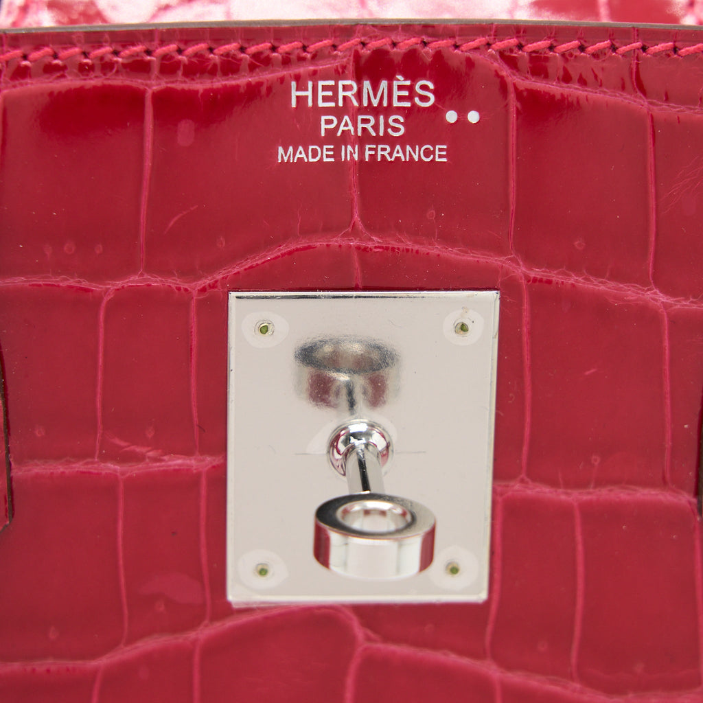 HERMES BIRKIN 30 SHINY CROCODILE ROSE EXTREME SHW