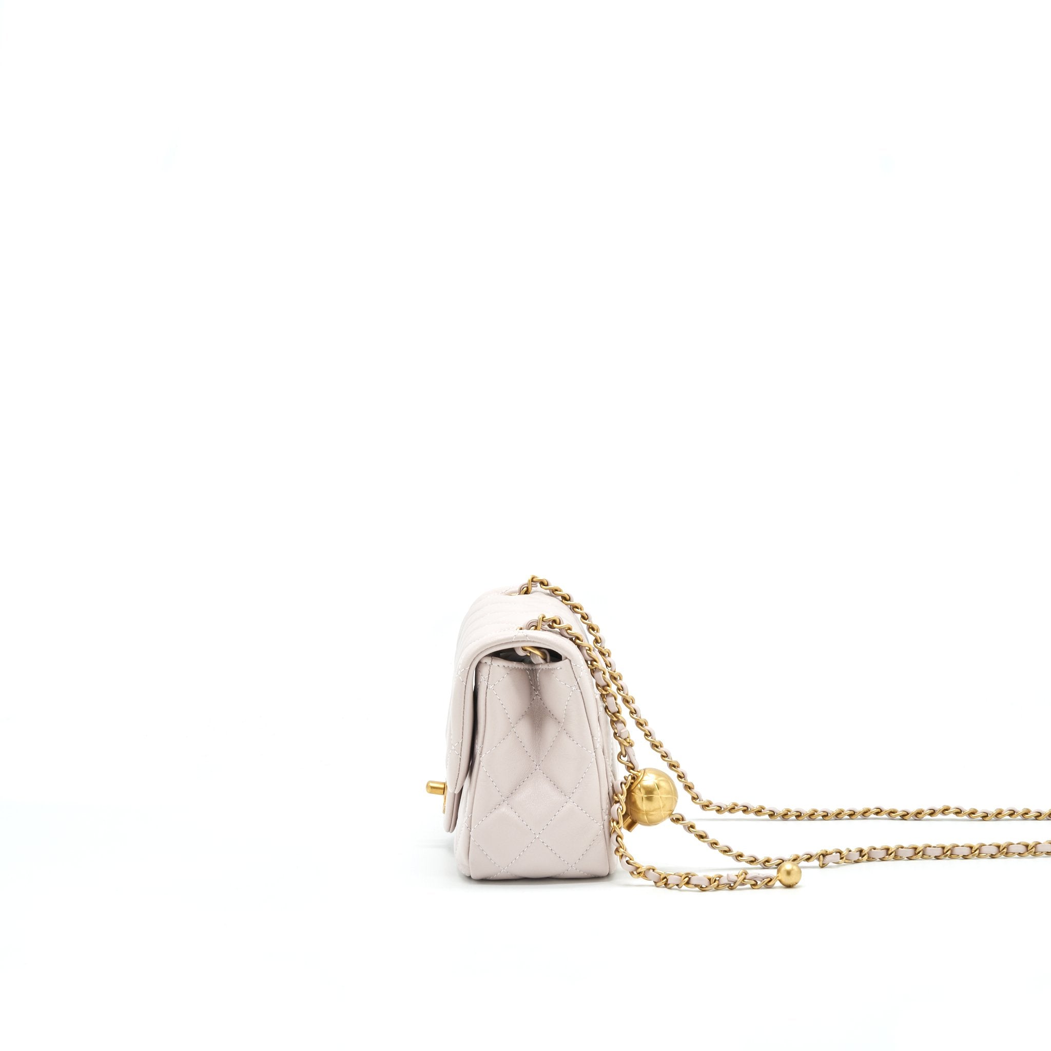 CHANEL 21B LILAC/ LIGHT PURPLE MINI PEARL CRUSH SQUARE FLAP BAG