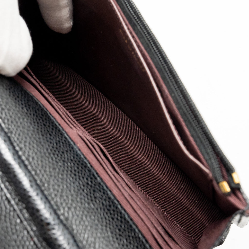 CHANEL CLASSIC WALLET ON CHAIN CAVIAR BLACK GHW (MICROCHIP)