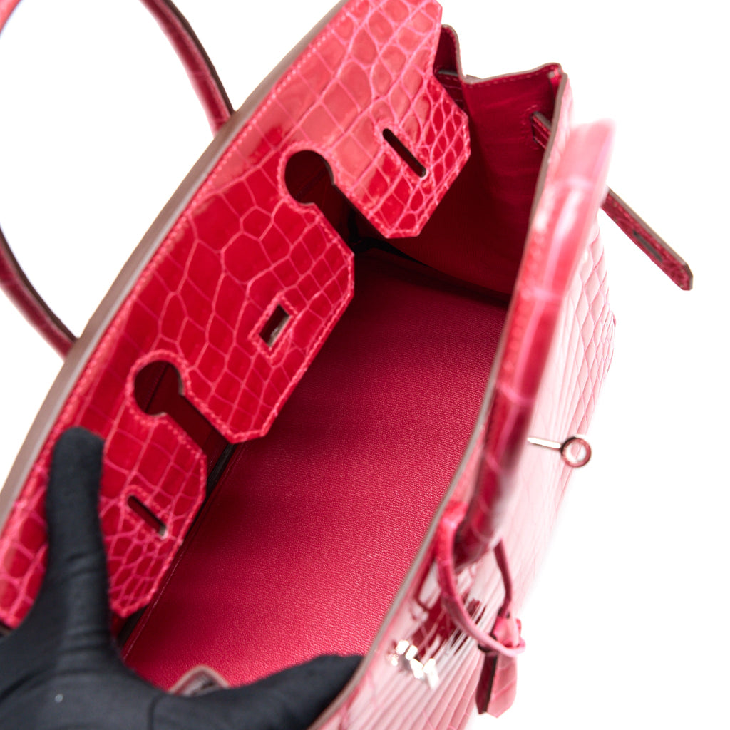 HERMES BIRKIN 30 SHINY CROCODILE ROSE EXTREME SHW