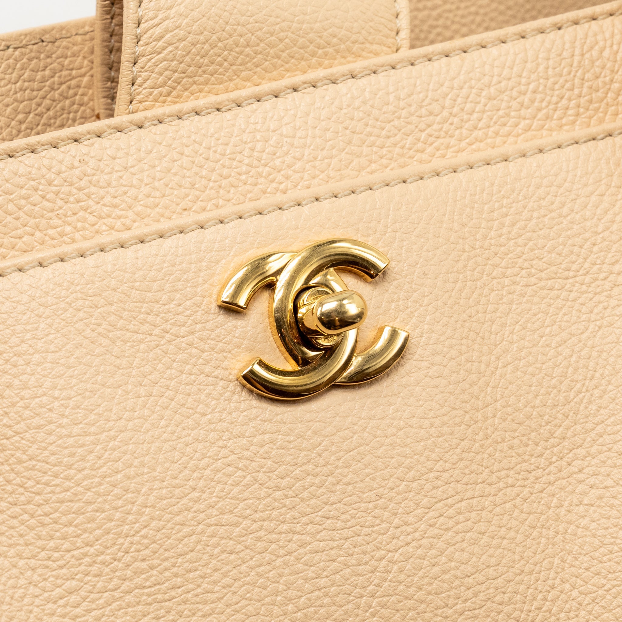 CHANEL CERF TOTE BAG CAVIAR BEIGE GHW