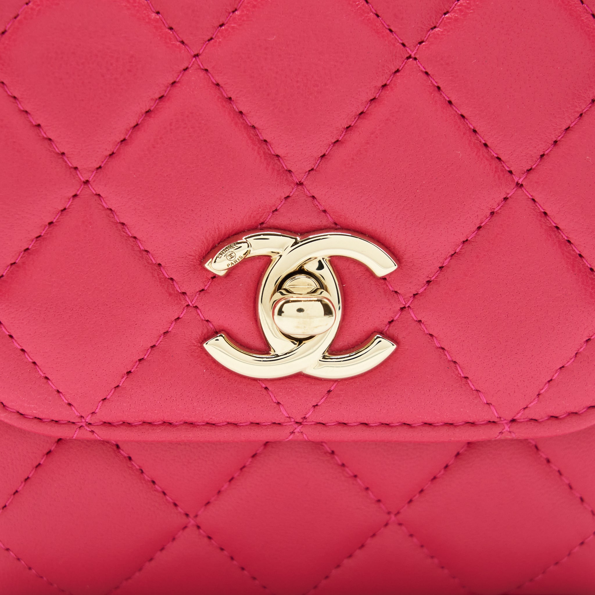 CHANEL MINI TRENDY CC WALLET ON CHAIN LAMBSKIN PINK LGHW