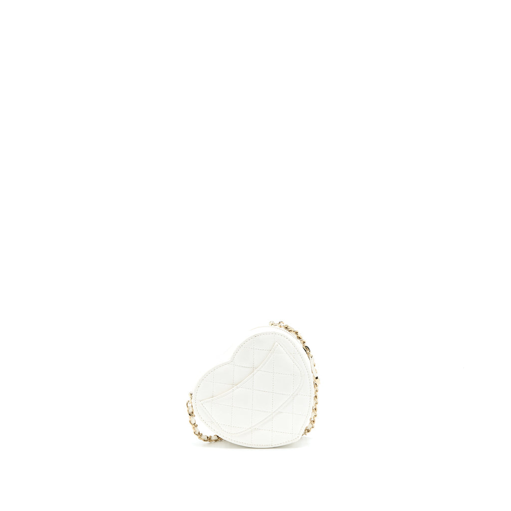 CHANEL SMALL HEART BAG LAMBSKIN WHITE LGHW