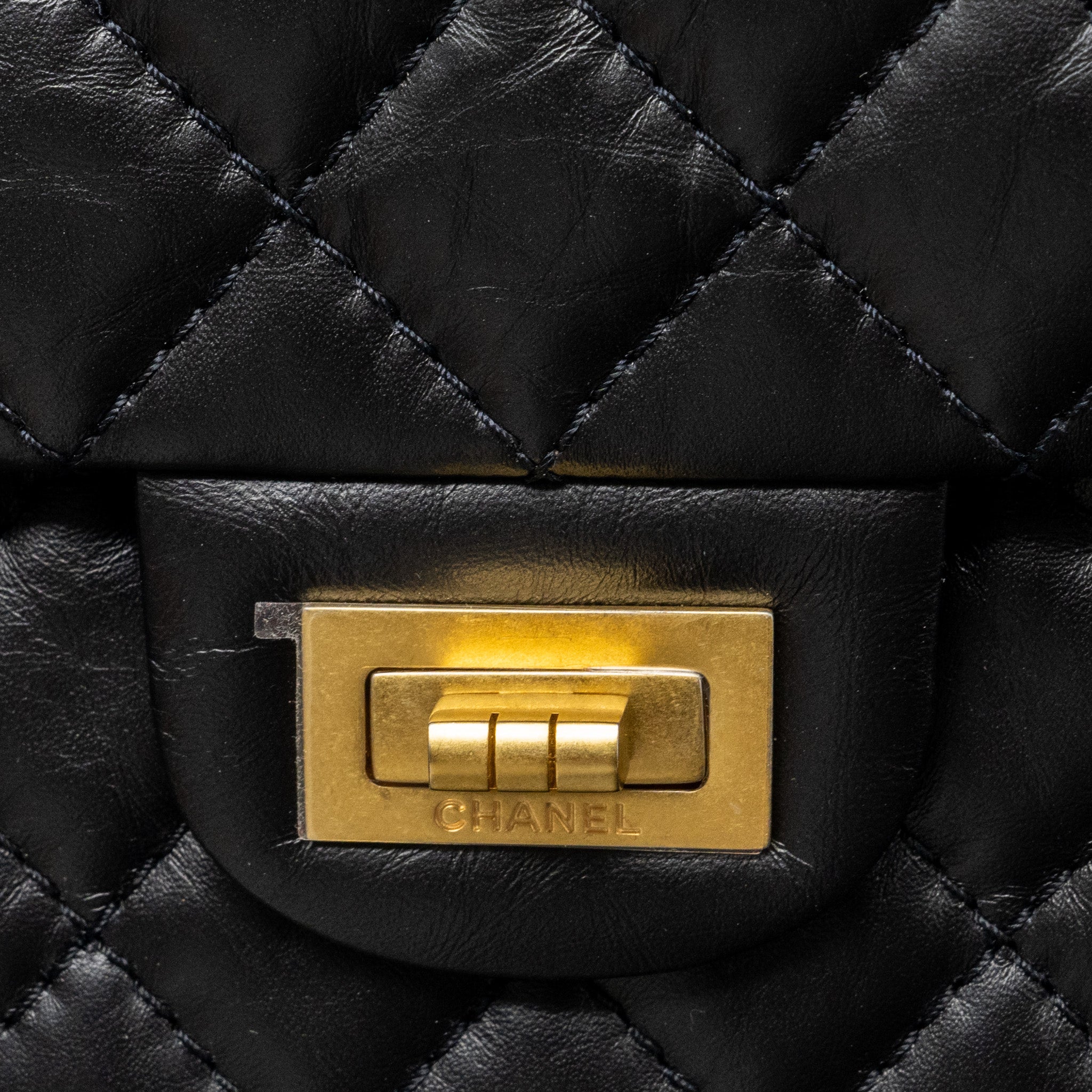 CHANEL MINI 2.55 REISSUE FLAP BAG AGED CALFSKIN BLACK GHW (MICROCHIP)