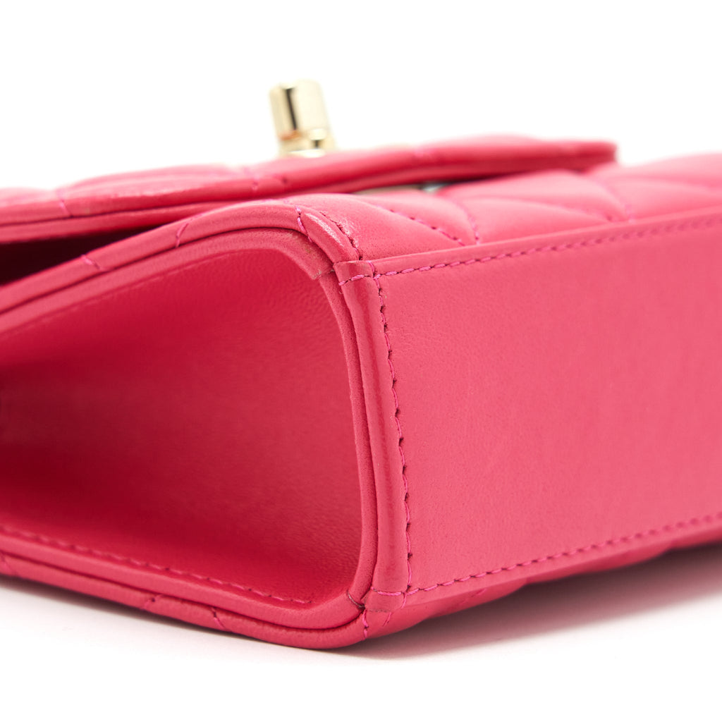 CHANEL MINI TRENDY CC WALLET ON CHAIN LAMBSKIN PINK LGHW