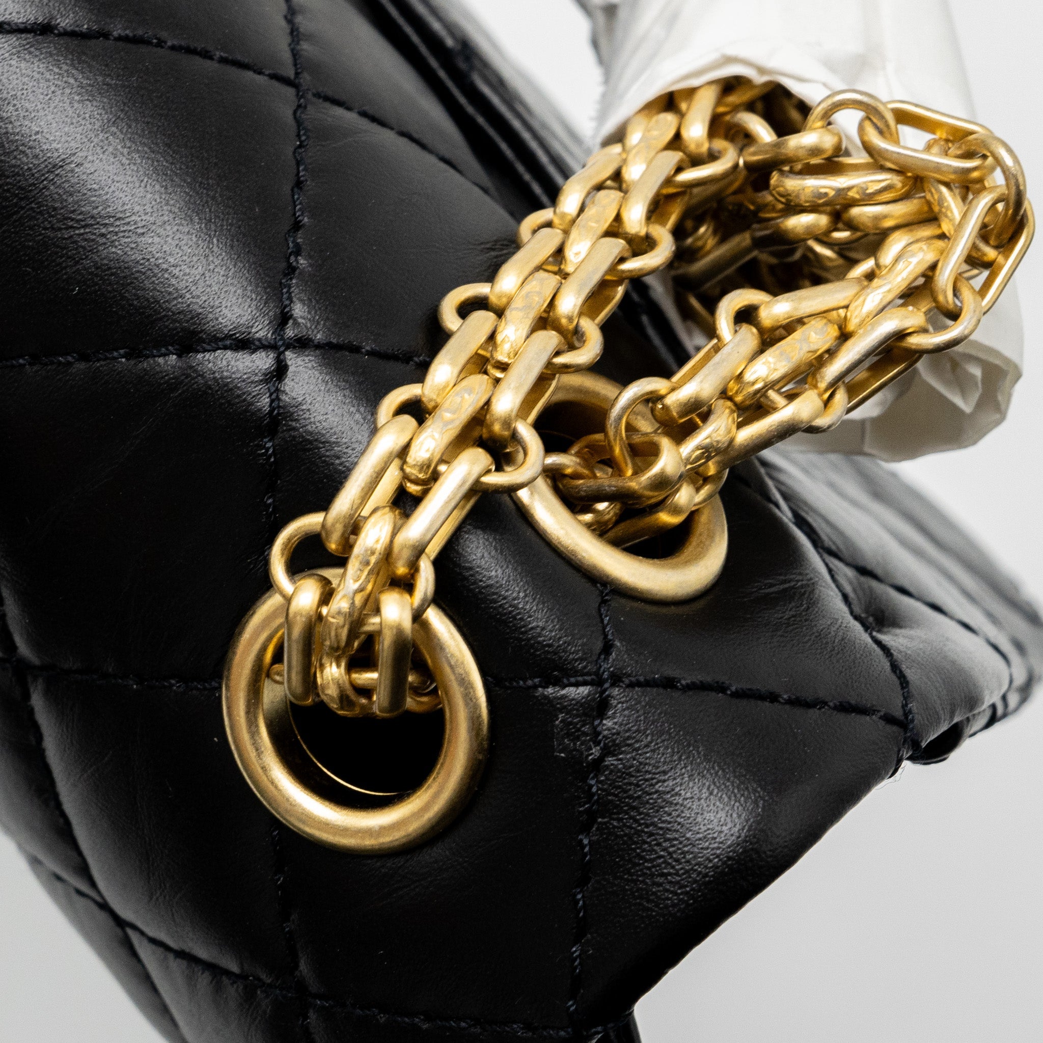 CHANEL MINI 2.55 REISSUE FLAP BAG AGED CALFSKIN BLACK GHW (MICROCHIP)