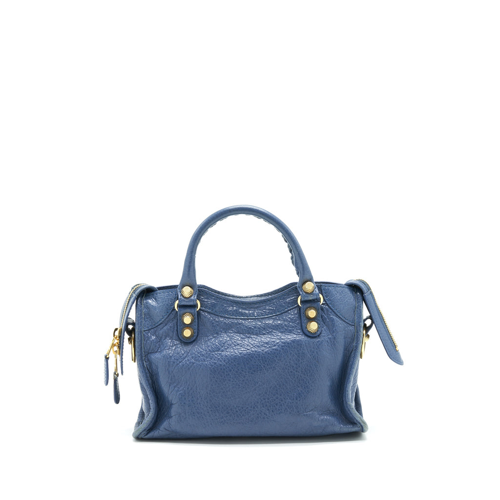 BALENCIAGA MINI CITY CROSSBODY BAG BLUE GHW