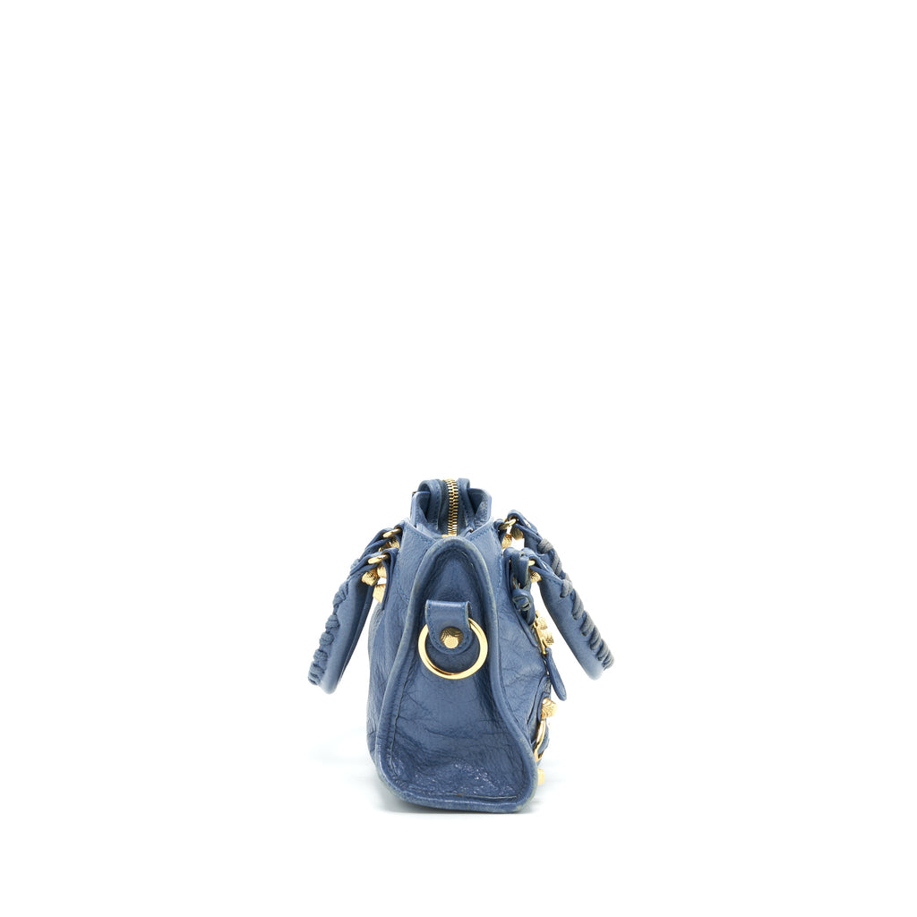 BALENCIAGA MINI CITY CROSSBODY BAG BLUE GHW