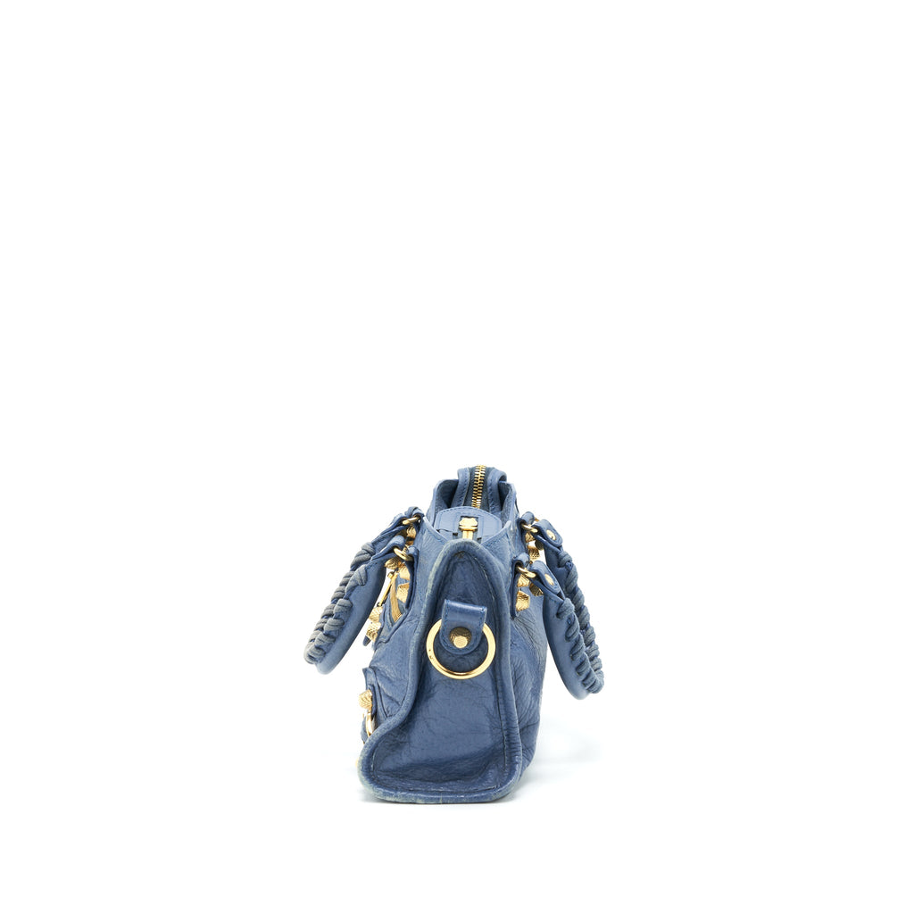 BALENCIAGA MINI CITY CROSSBODY BAG BLUE GHW