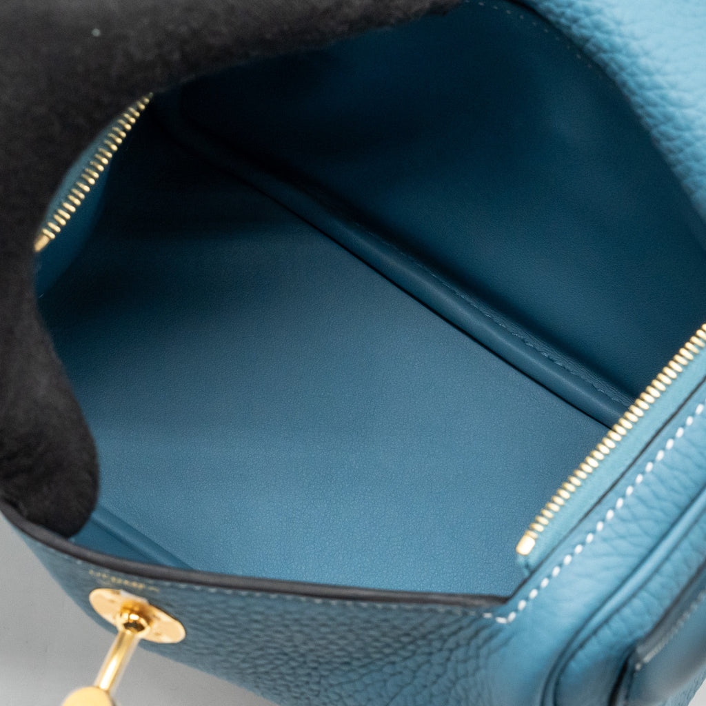 HERMES MINI LINDY CLEMENCE BLUE JEANS GHW