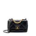 CHANEL SMALL 19 BAG LAMBSKIN BLACK MULTICOLOUR HARDWARE (MICROCHIP)