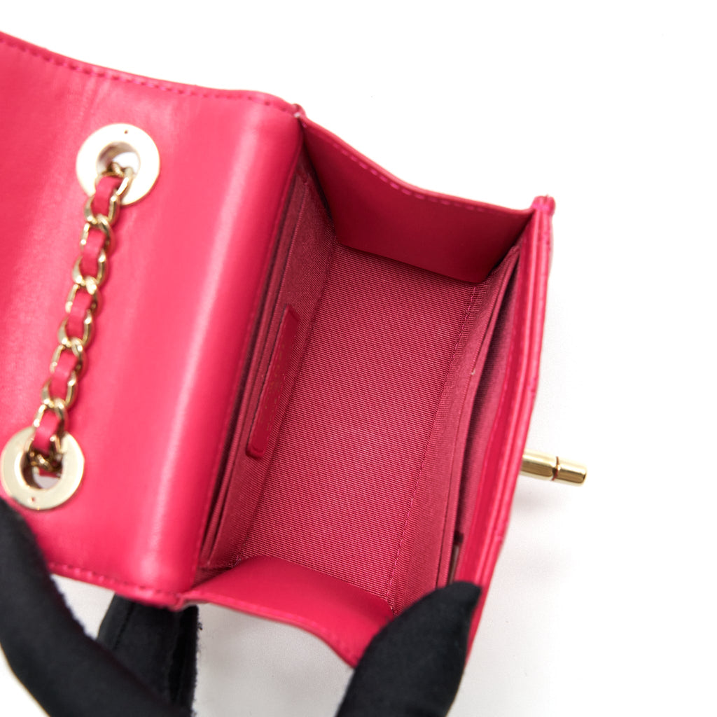 CHANEL MINI TRENDY CC WALLET ON CHAIN LAMBSKIN PINK LGHW
