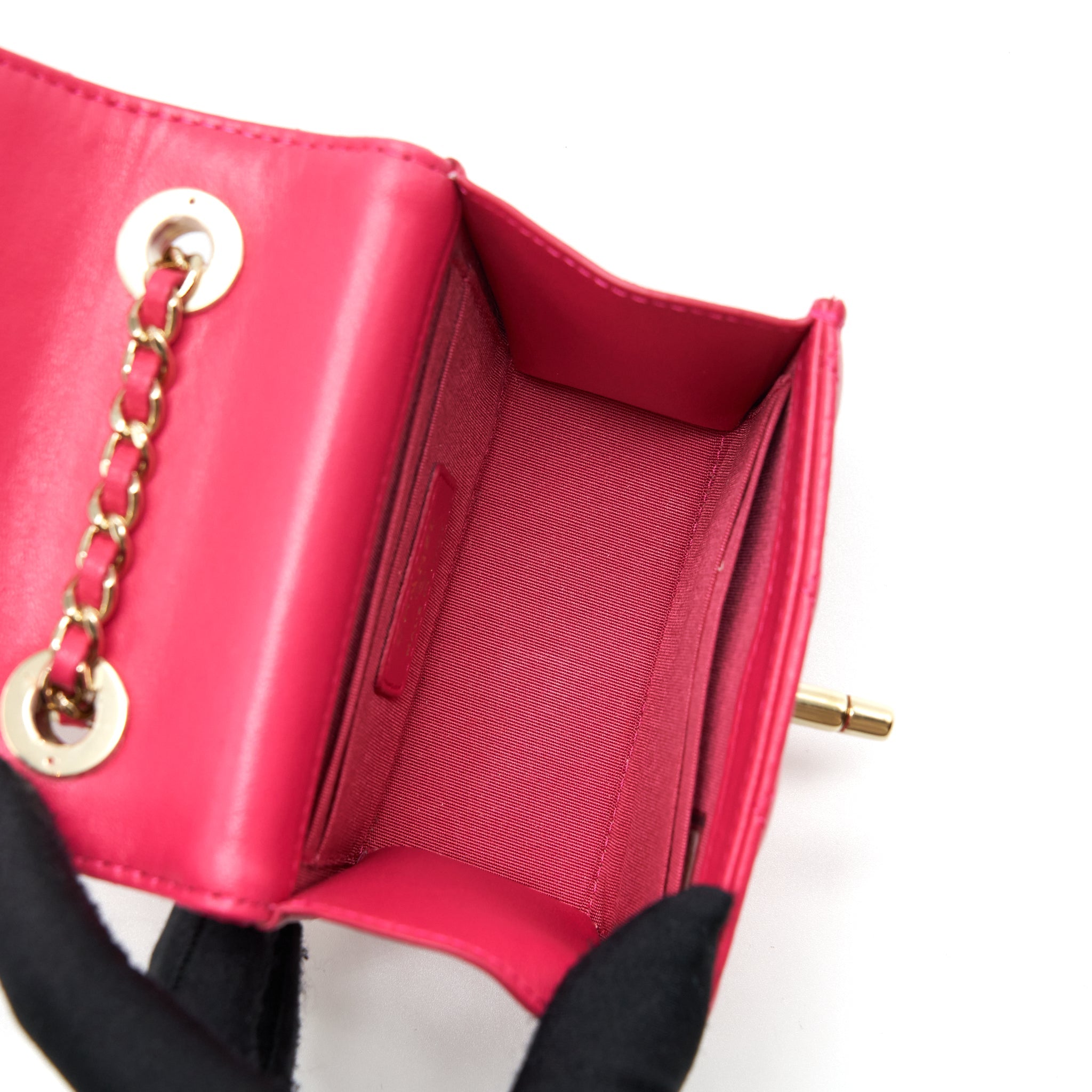 CHANEL MINI TRENDY CC WALLET ON CHAIN LAMBSKIN PINK LGHW