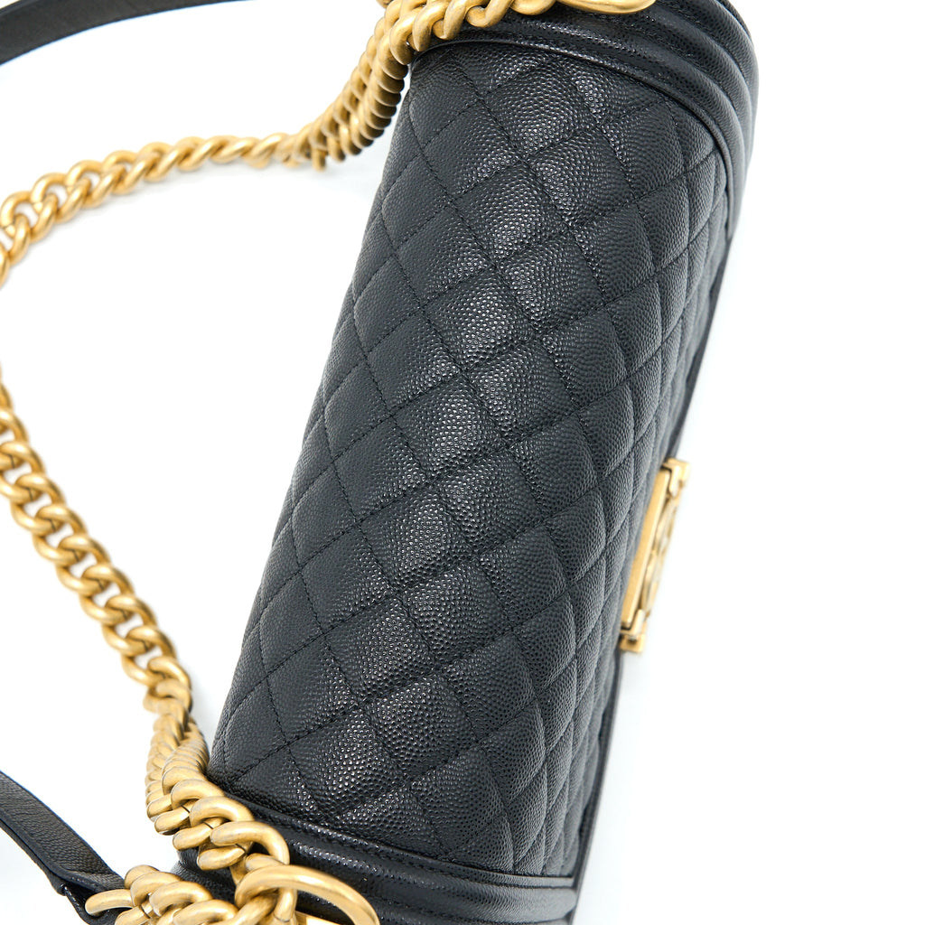 CHANEL MEDIUM BOY BAG CAVIAR BLACK GHW