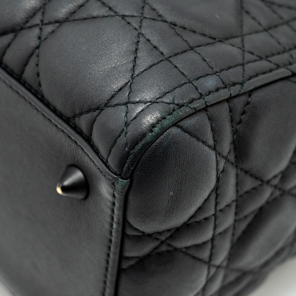 DIOR MEDIUM LADY DIOR ULTRAMATTE CANNAGE CALFSKIN SO BLACK