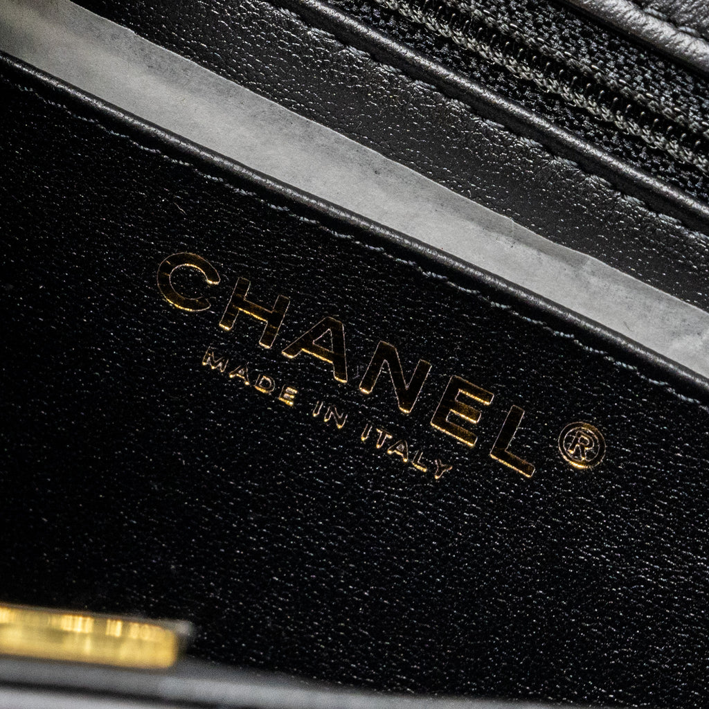 CHANEL MINI 2.55 REISSUE FLAP BAG AGED CALFSKIN BLACK GHW (MICROCHIP)