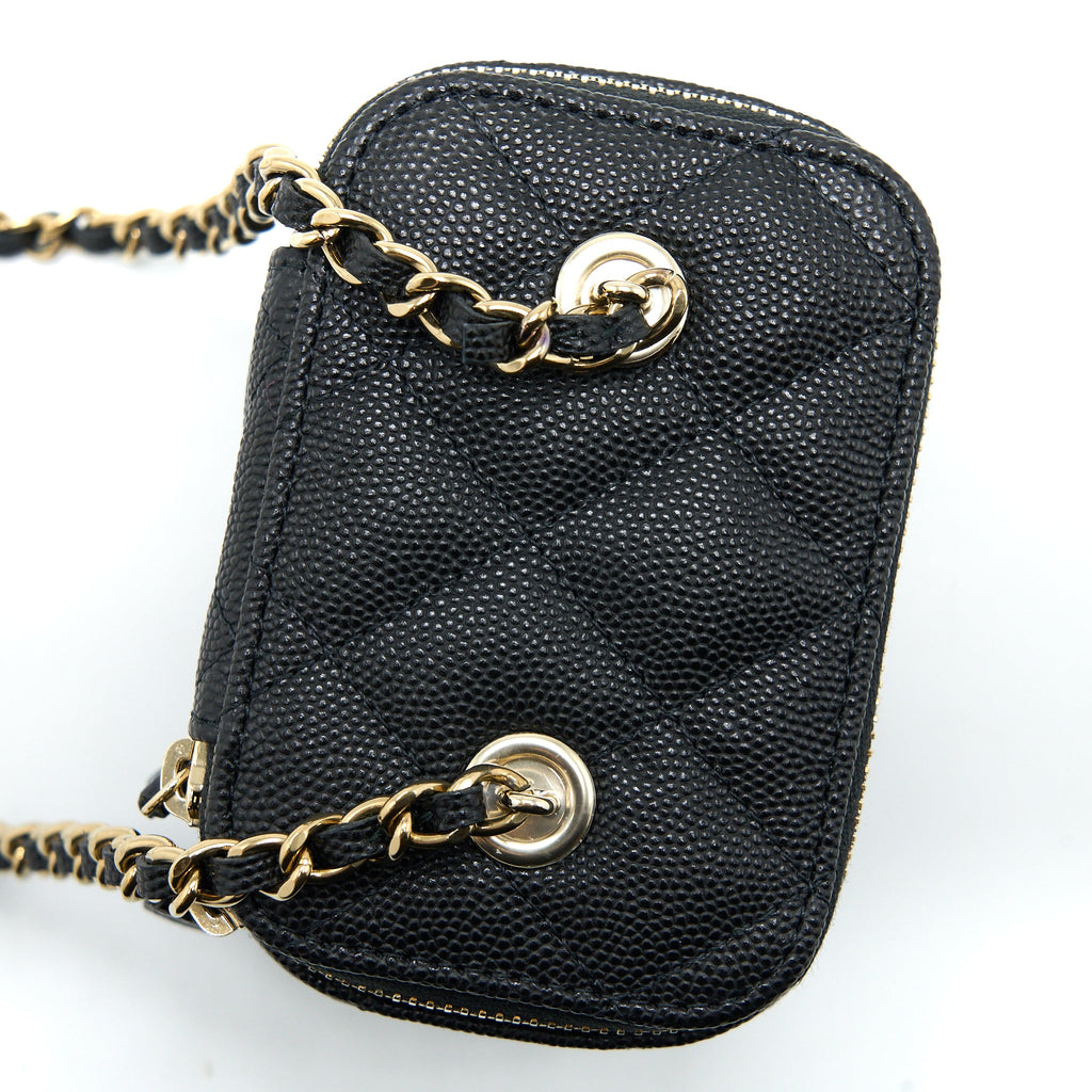 CHANEL MINI SQUARE VANITY CASE CAVIAR BLACK LGHW (MICROCHIP)