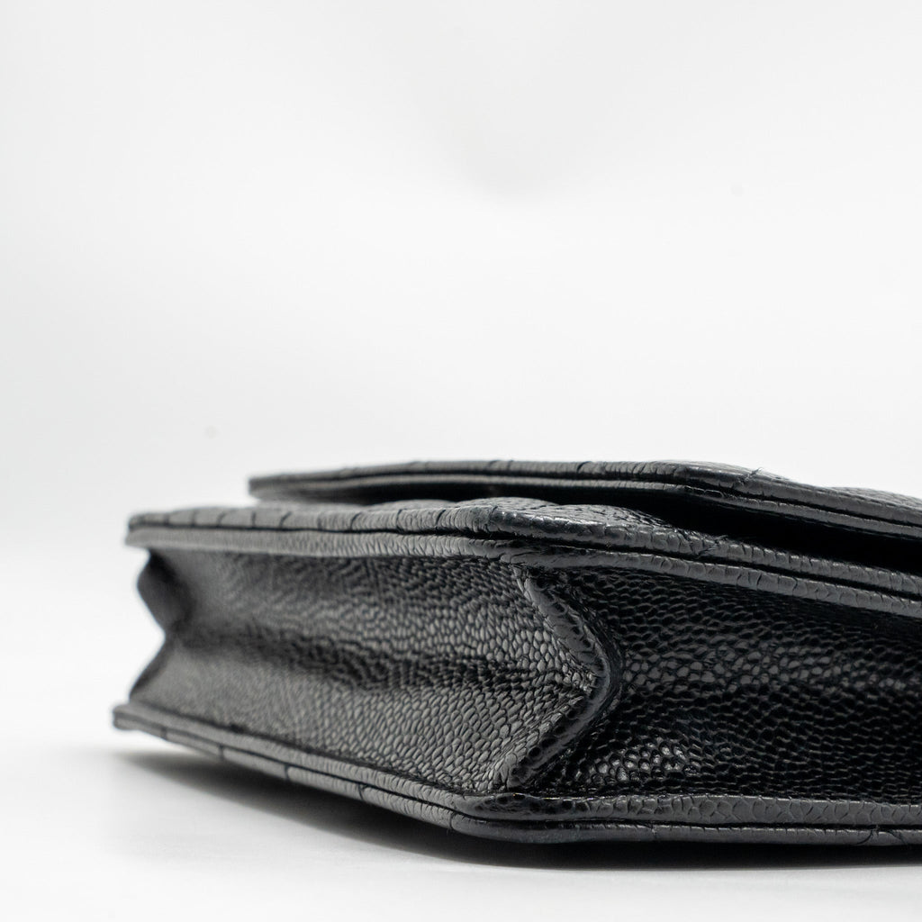 CHANEL CLASSIC WALLET ON CHAIN CAVIAR BLACK SHW (MICROCHIP)
