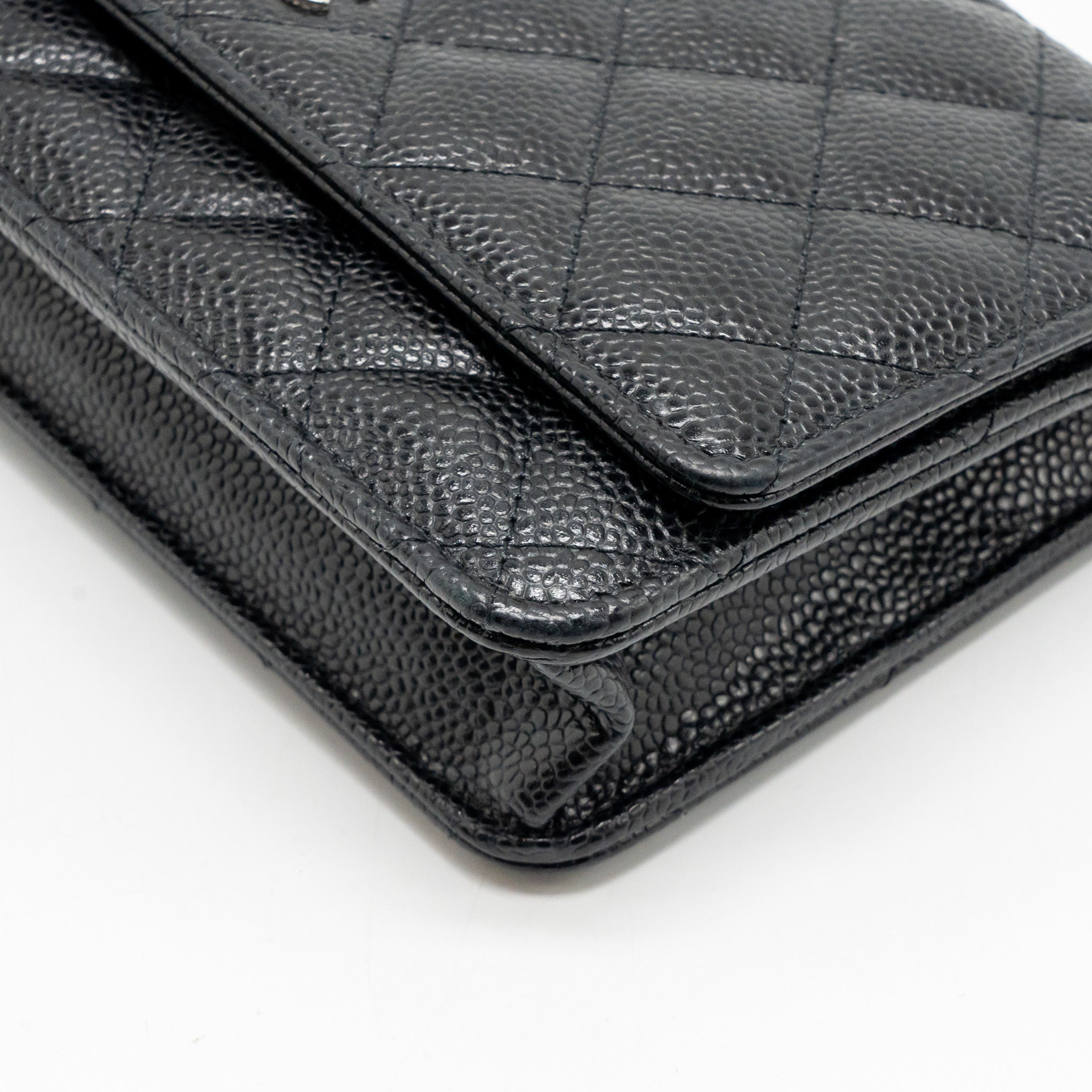 CHANEL CLASSIC WALLET ON CHAIN CAVIAR BLACK SHW (MICROCHIP)