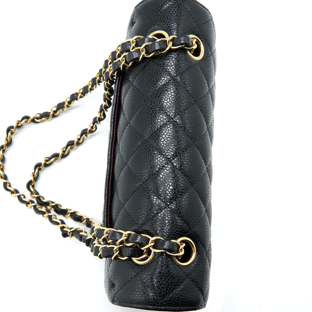 CHANEL SMALL CLASSIC DOUBLE FLAP BAG CAVIAR BLACK GHW (MICROCHIP)