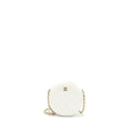 CHANEL MINI ROUND BAG WITH CHAIN CAVIAR WHITE LGHW