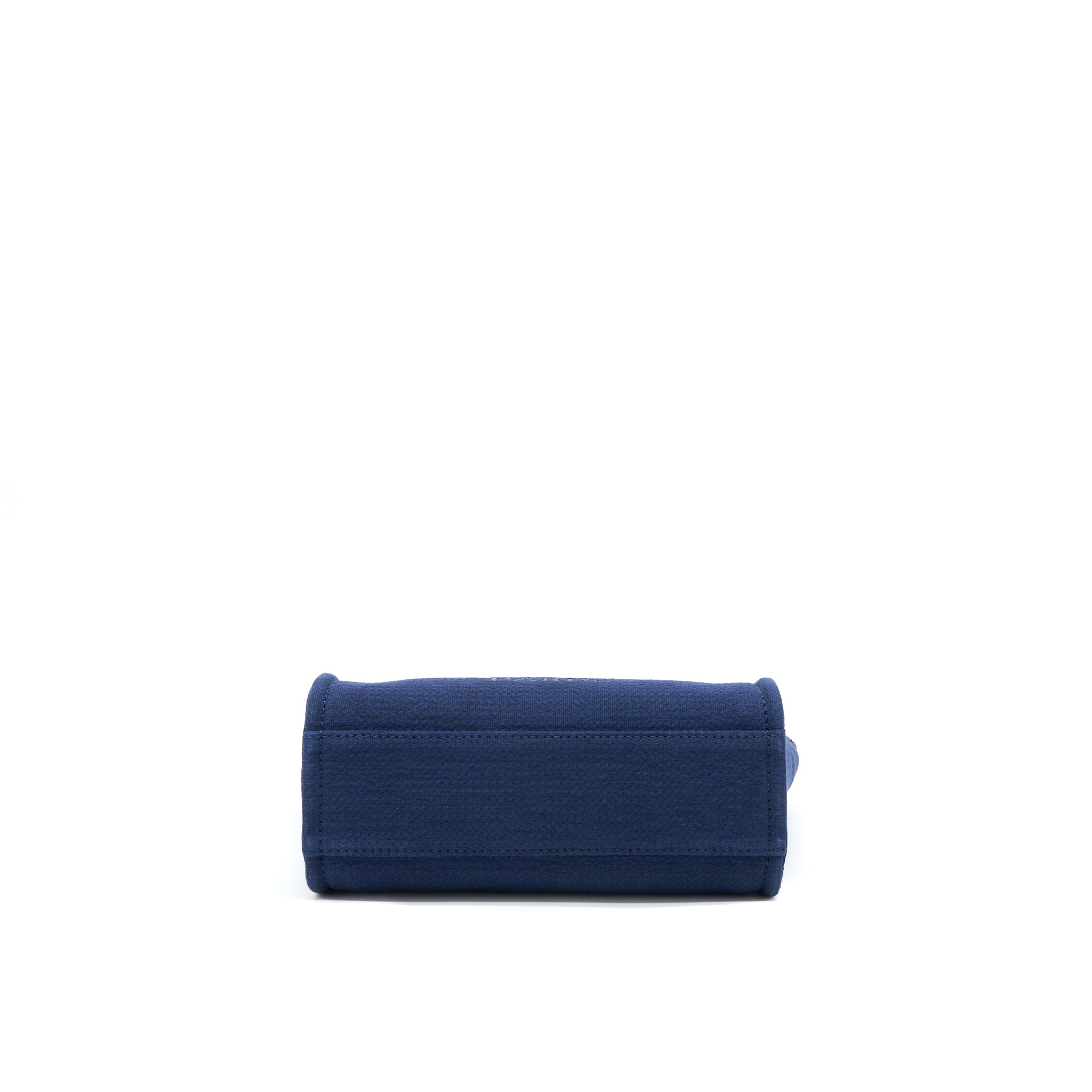 CHANEL PM DEAUVILLE TOTE BAG CANVAS NAVY SHW (MICROCHIP)