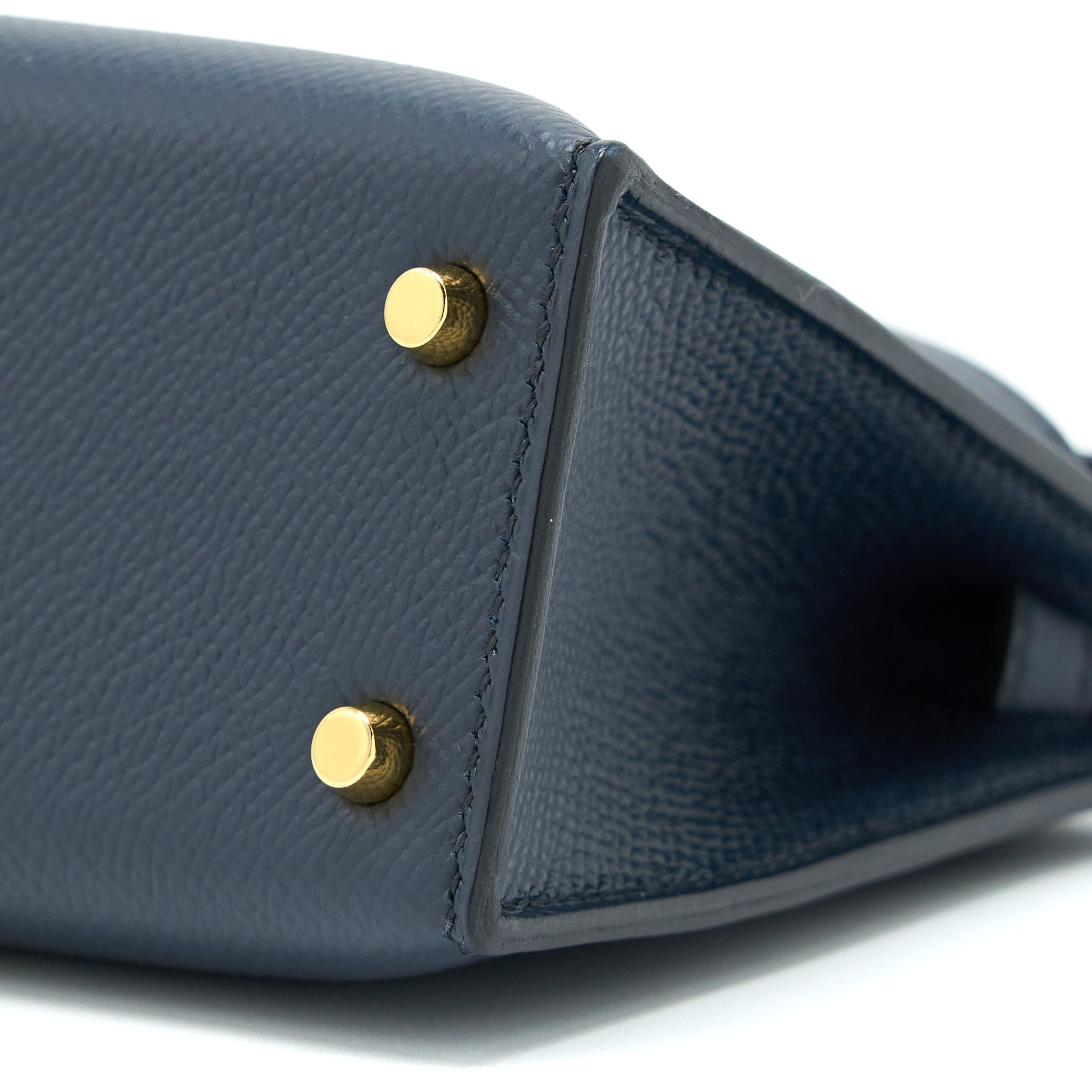 HERMES MINI KELLY EPSOM BLUE INDIGO/BLACK/ROUGE GRENAT GHW