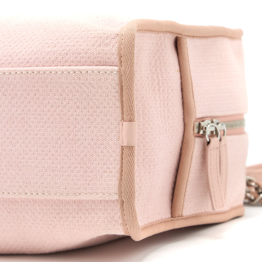 CHANEL DEAUVILLE BOWLING BAG CANVAS/LEATHER LIGHT PINK SHW