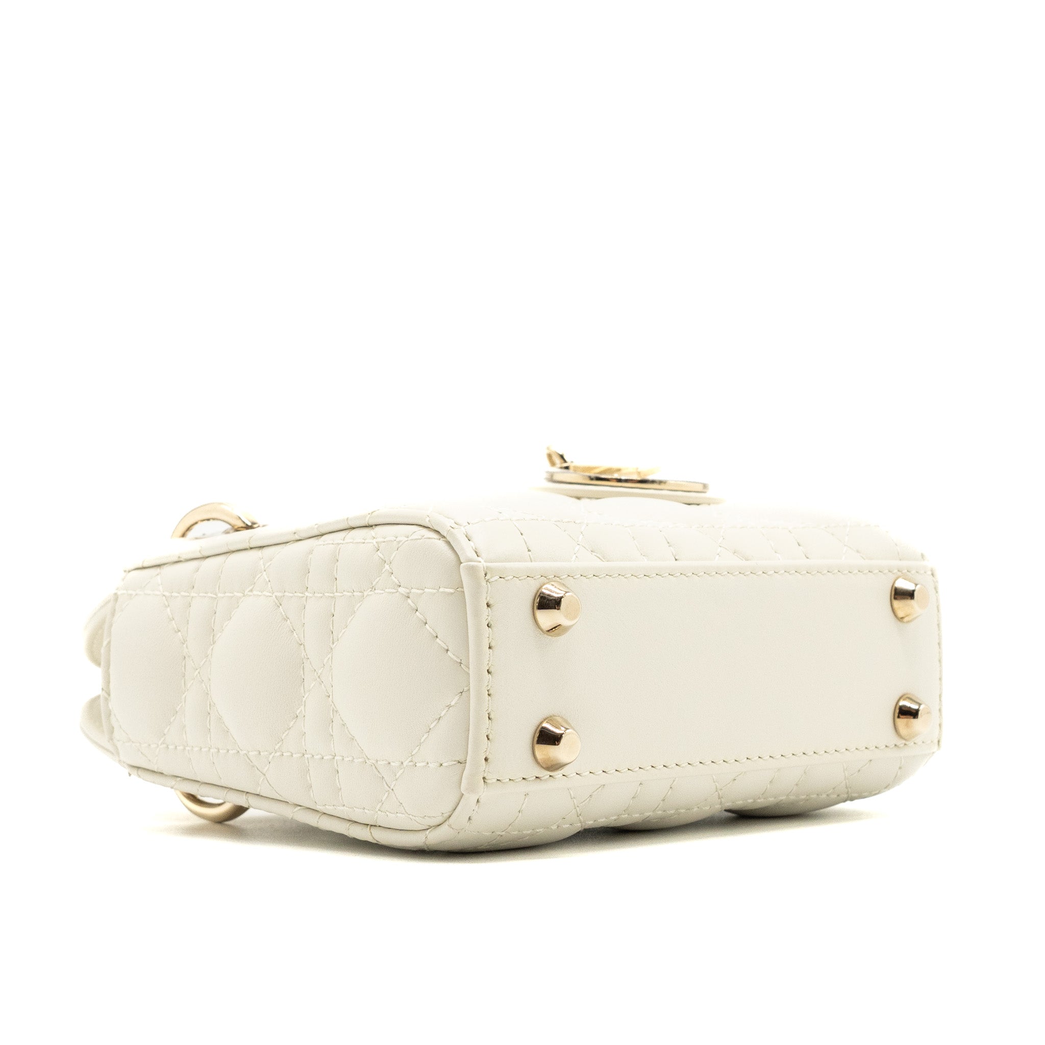 DIOR MICRO LADY DIOR BAG LAMBSKIN WHITE LGHW