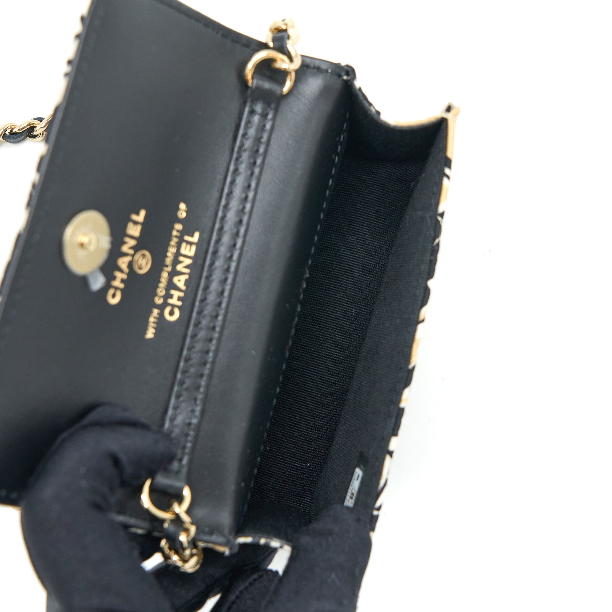 CHANEL MINI FLAP BAG FABRIC MULTICOLOUR LGHW (MICROCHIP)