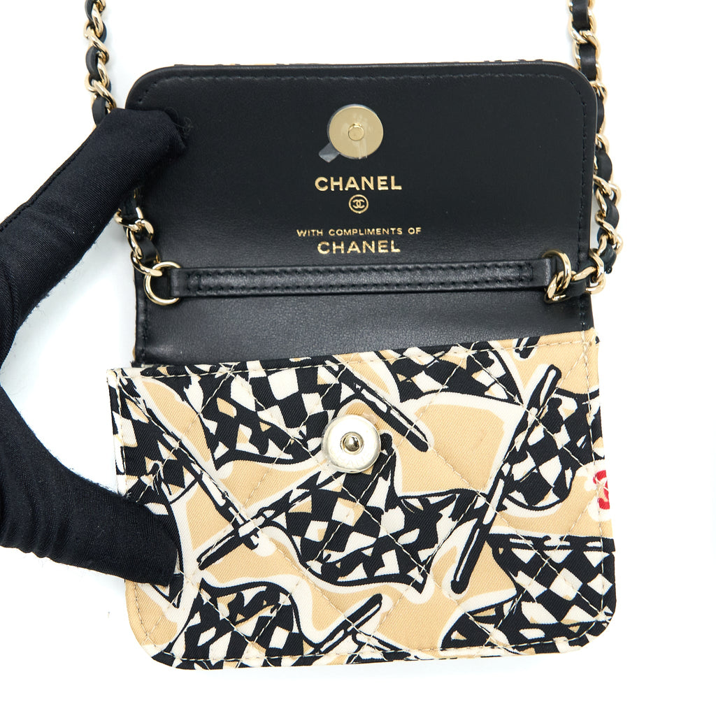 CHANEL MINI FLAP BAG FABRIC MULTICOLOUR LGHW (MICROCHIP)