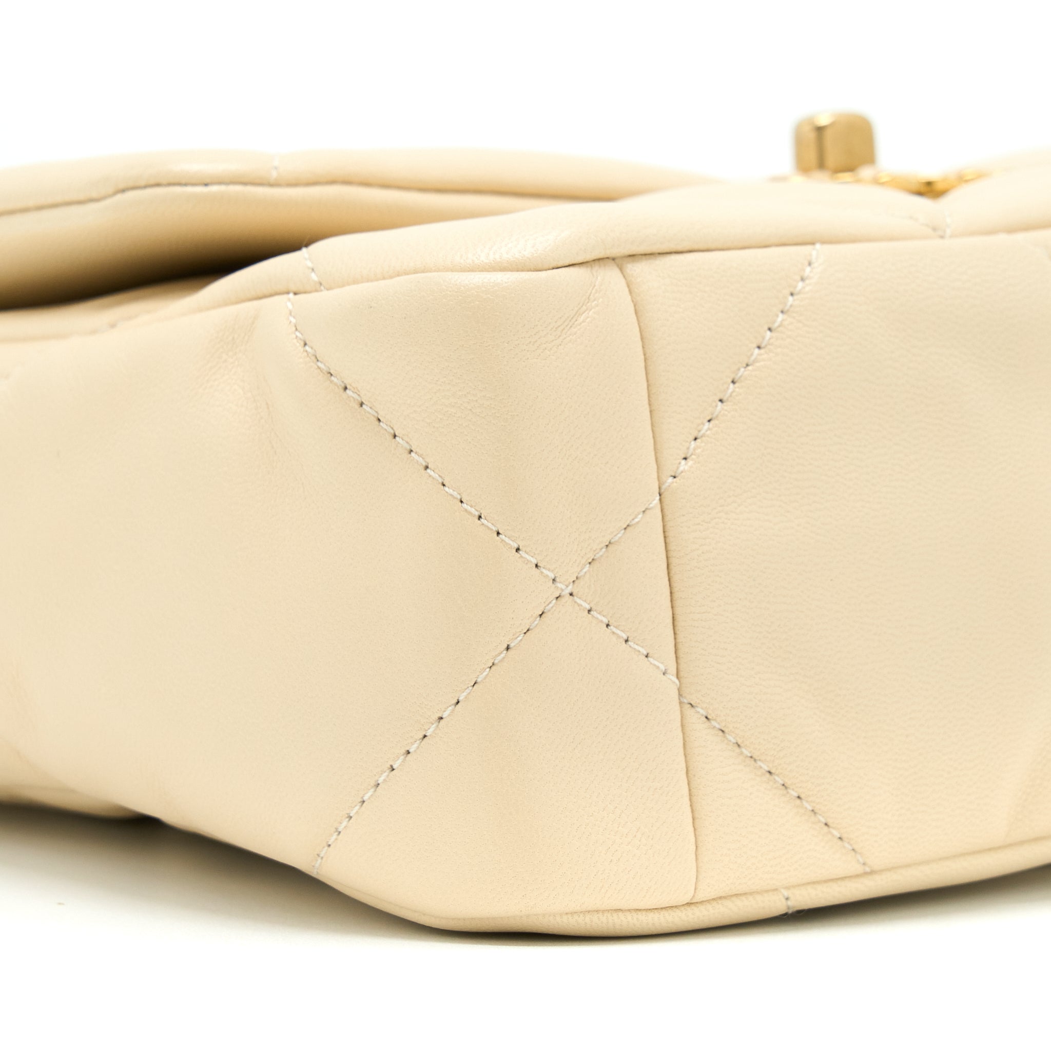 CHANEL SMALL 19 BAG GOATSKIN BEIGE WITH MULTICOLOUR HARDWARE