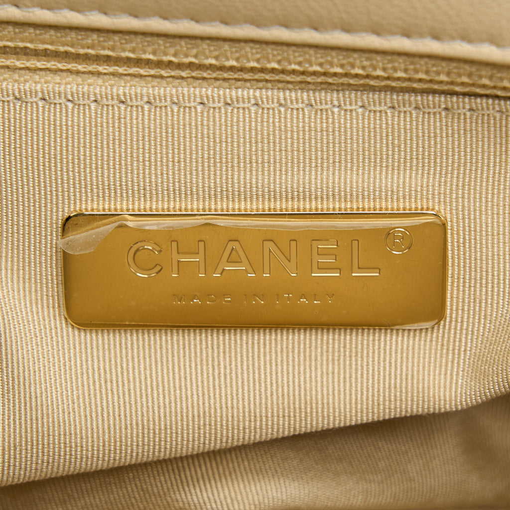 CHANEL SMALL 19 BAG GOATSKIN BEIGE WITH MULTICOLOUR HARDWARE