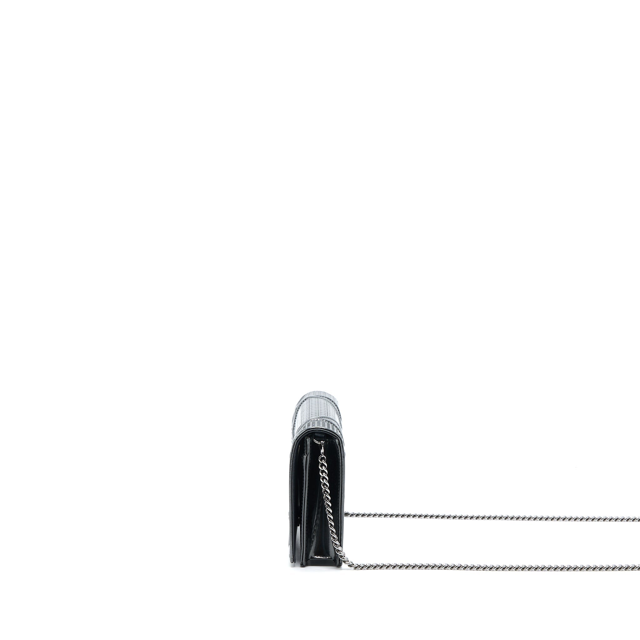 DIOR DIORAMA WALLET ON CHAIN METALLIC GREY GHW