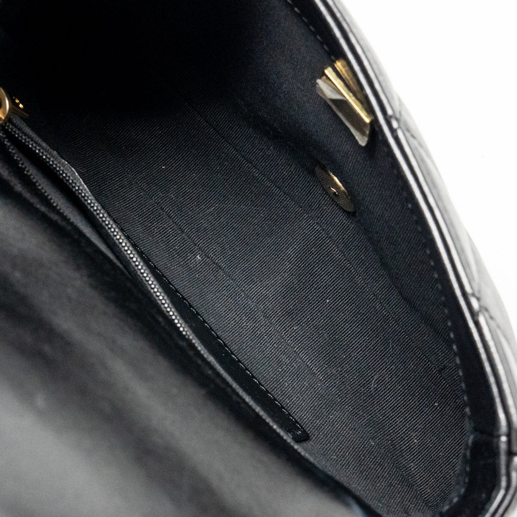 CHANEL GIANT CHAIN FLAP BAG LAMBSKIN BLACK GHW (MICROCHIP)